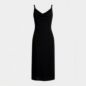 Dani Max Classic Black Cowl Neck Slip Midi Dress Size 12 Sleeveless Cocktail